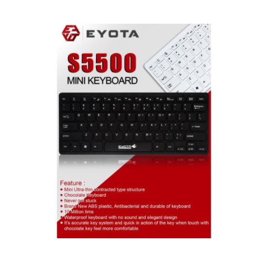 Keyboard mini eyota wired usb 2.0 membrane qwerty tkl slim for Pc laptop i-mac-book s-5500 s5500