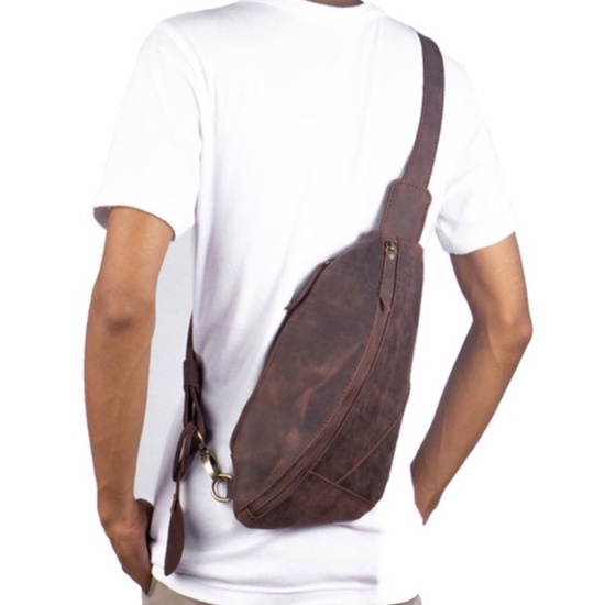 Kenes Leather Tas Pinggang Waist Bag Kulit Asli Premium Travis Pullup - Free Gavir Nama