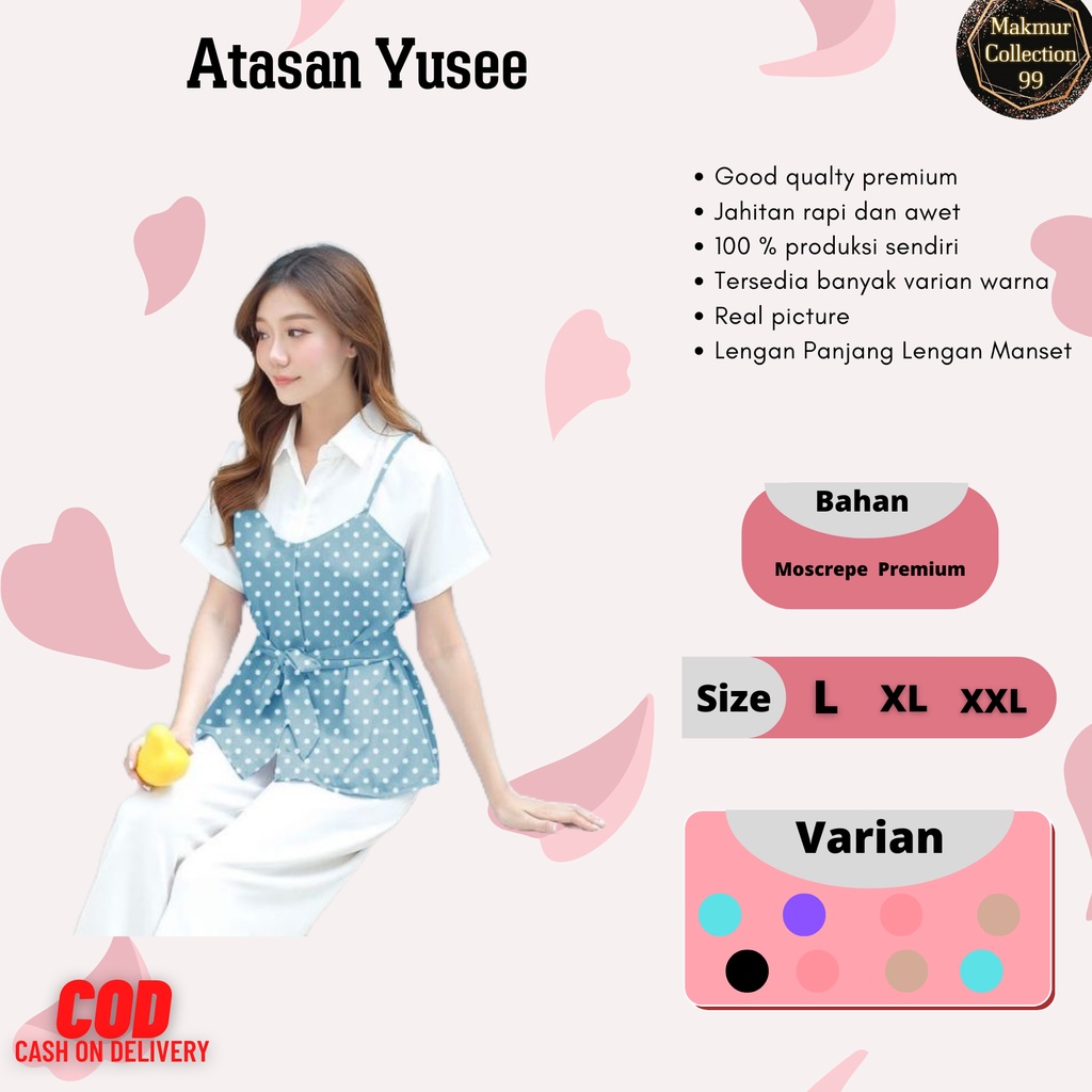 Atasan Kemeja Wanita Casual Terbaru Import Kemeja Yusee Lengan Pendek Ukuran Jumbo Model kekinian Matt Moscrepe Good Quality