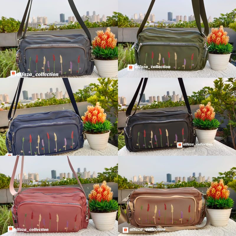 alfaza tas wanita 5res motif bunga ukuran P28xT18 cm