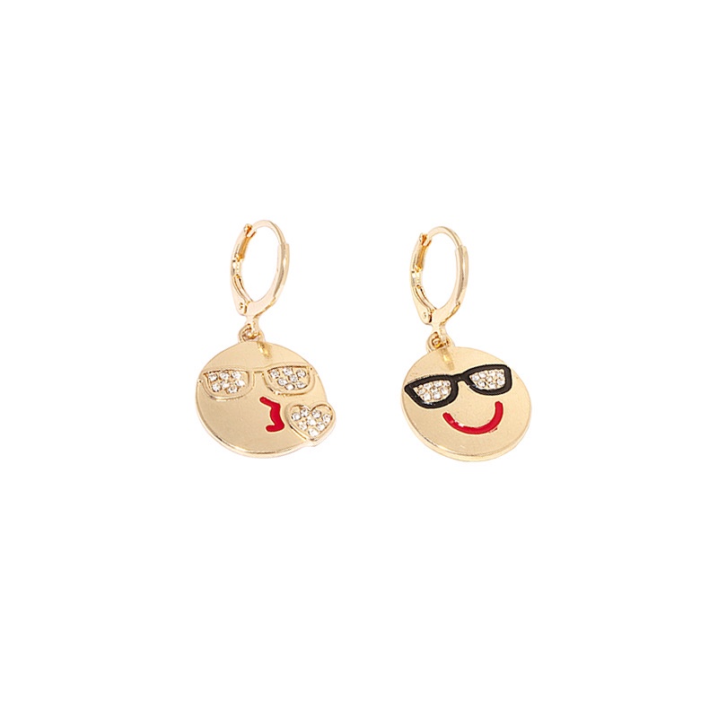 LRC Anting Fashion Expression Emoji Diamond Stud Earrings