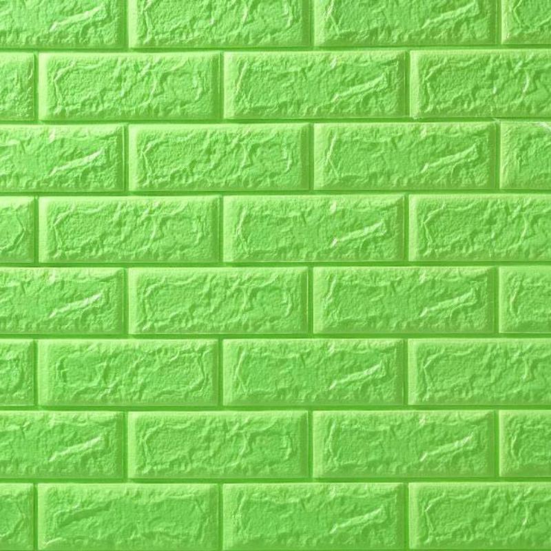 WALLPAPER FOAM 3D BATA PUTIH DAN WARNA 70cmx77cm-Hijau