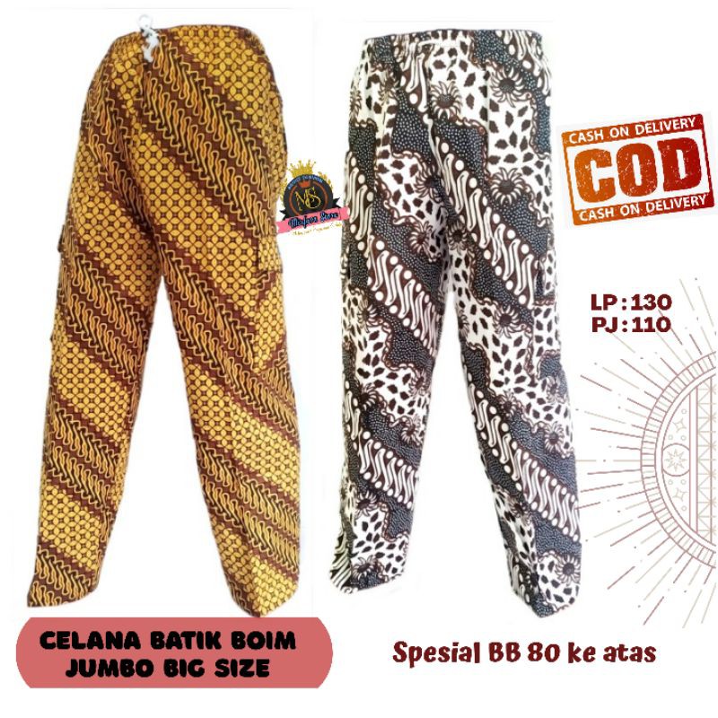 Celana Boim Batik Dewasa fit o XXL /JUMBO Big Size Xtra Harian Murah Panjang Santai Supplier Grosir#