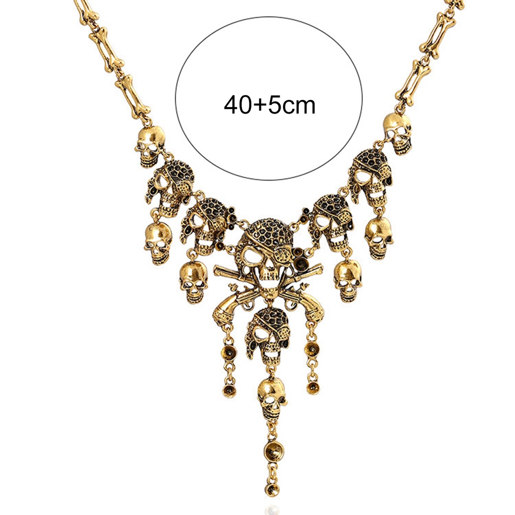 Hu Hu Hu Hu Hu Alat Bantu Pasang Kacamata♡ Kalung Rantai Multi Layer Dengan Liontin Kepala Tengkorak Untuk Hadiah Natal