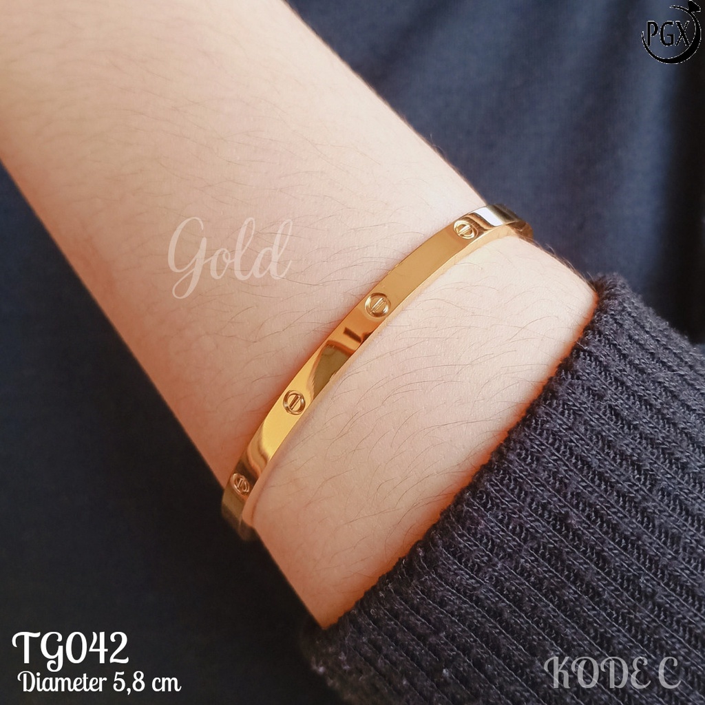 PGX Gelang Titanium Wanita Anti Karat Aksesoris Fashion Perhiasan Bangle Premium - TG042