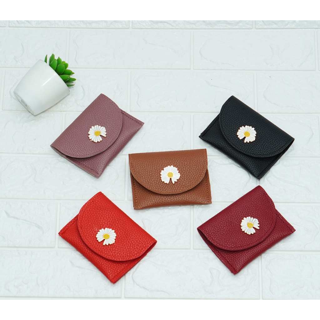 Mini daisy dompet kartu wanita papirut mini lipat simple koin murah terbaru 2022