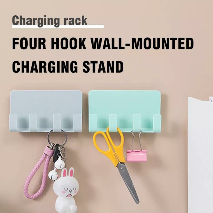 RAK 4 HOOK GANTUNG TEMPEL 4 KAIT GANTUNGAN 4 KAIT DINDING HOOK HOLDER TANPA PAKU GANTUNGAN MULTIFUNGSI