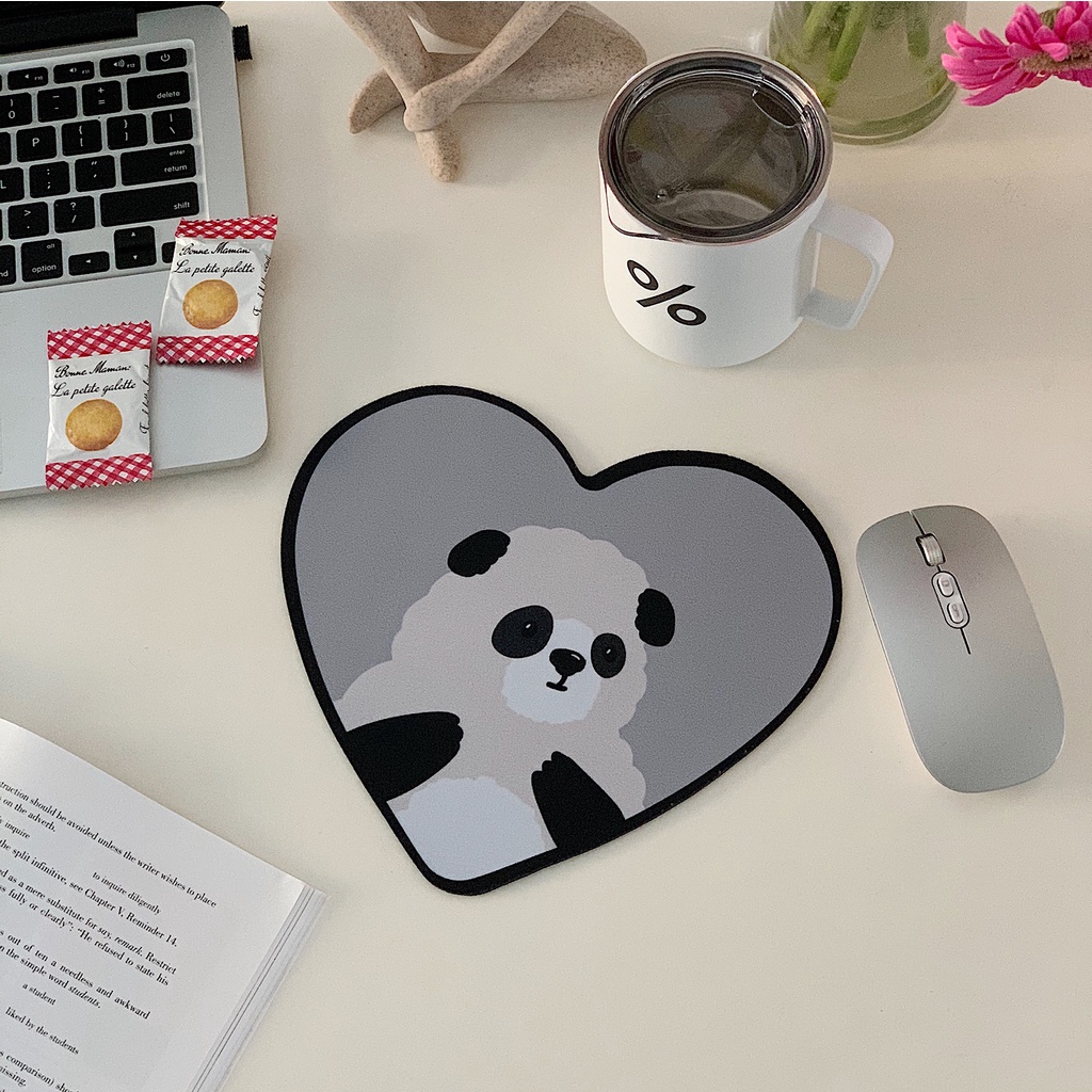 Korean Style Niche Design Heart Bear Pig Pattern Durable Soft Girly Mouse Pad for Friend