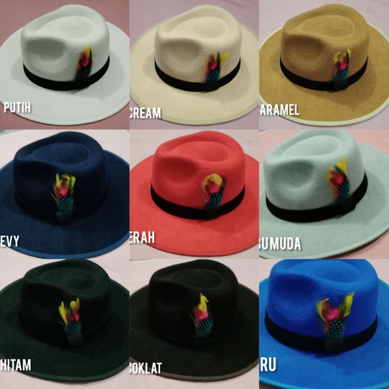 Topi fedora Panama hat bulu