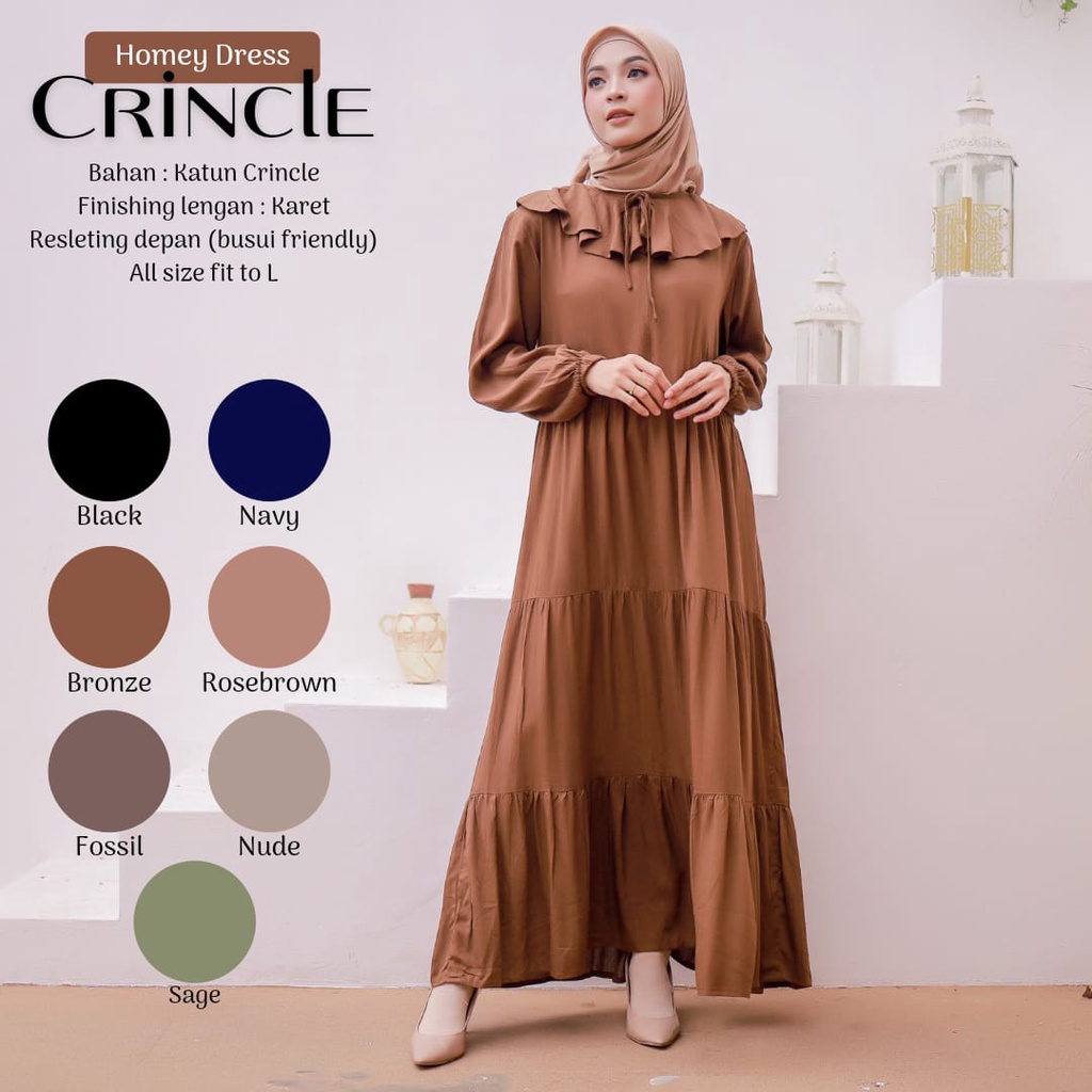 New!! Gamis Dewasa Jumbo/Homey Dress Crincle-Bahan Katun Crincle Premium Motif Polos-Busana Muslimah Dewasa