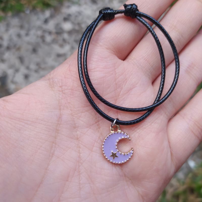 BRACELET MOON & STAR / GELANG BULAN BINTANG COUPLE PERSAHABATAN BESTIE UNIK MURAH-Bulan Ungu