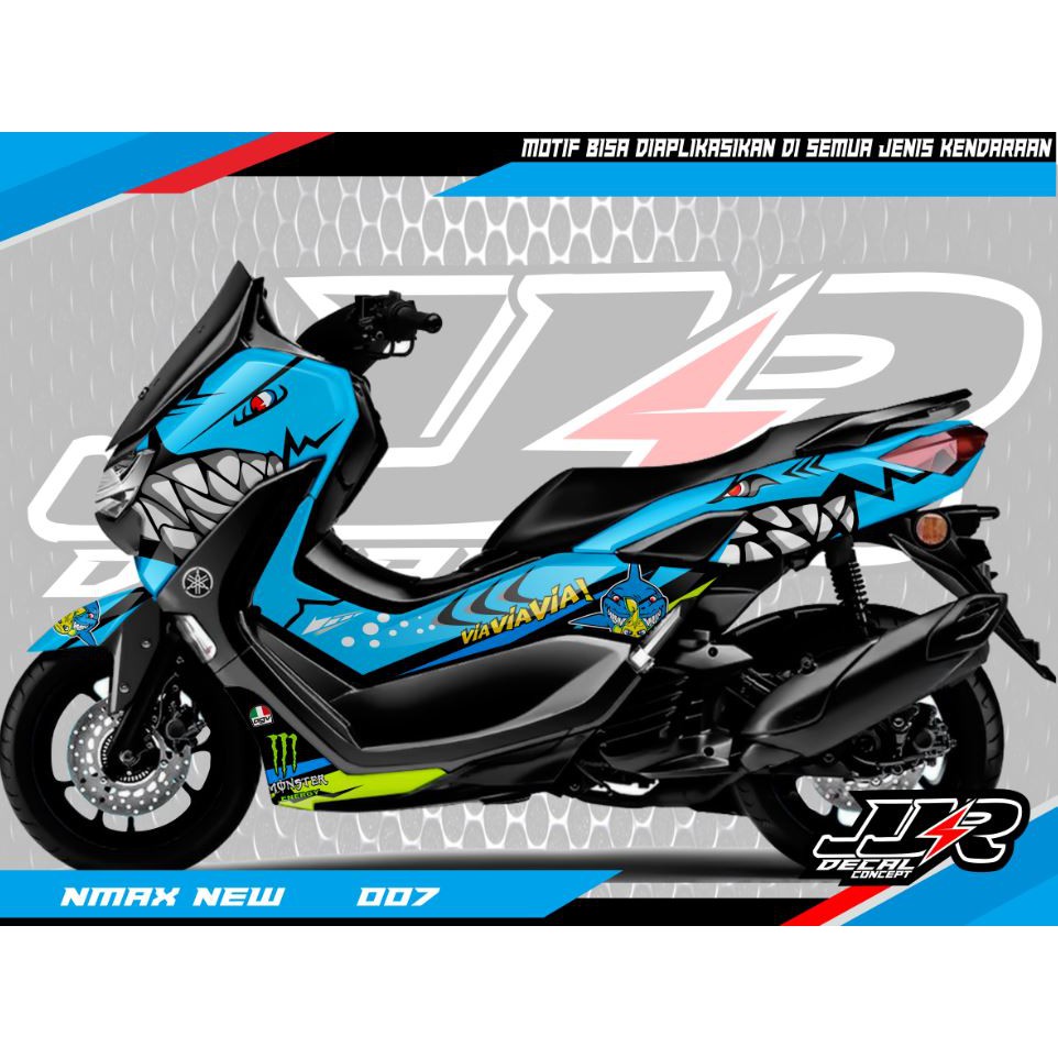Decal Sticker New Yamaha Nmax Shark Biru
