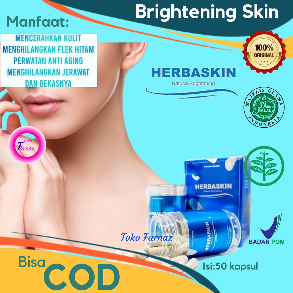 Herbaskin Suplemen Pemutih Badan Permanen Kecantikan Kulit Ori BPOM Whitening Capsule Permanen