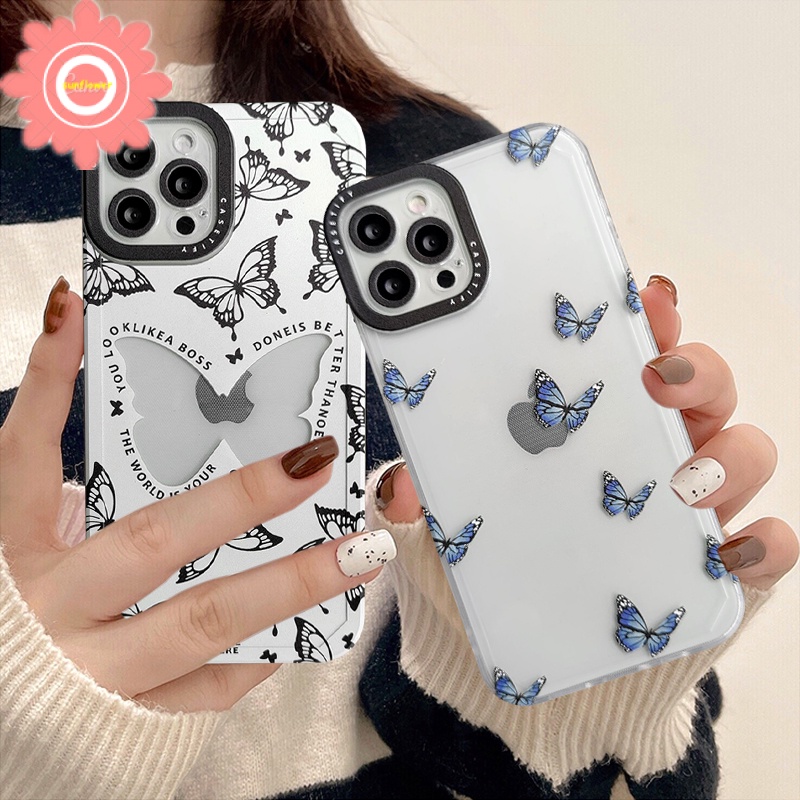 Butterfly Soft Case Tpu Transparan Motif Kupu-Kupu Untuk iPhone 7 8 6 6s plus X XR XS max 11 12 13 pro max SE 2020