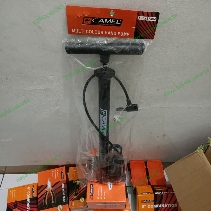 pompa sepeda warna hitam camel - pompa angin camel - pompa bola camel jtp