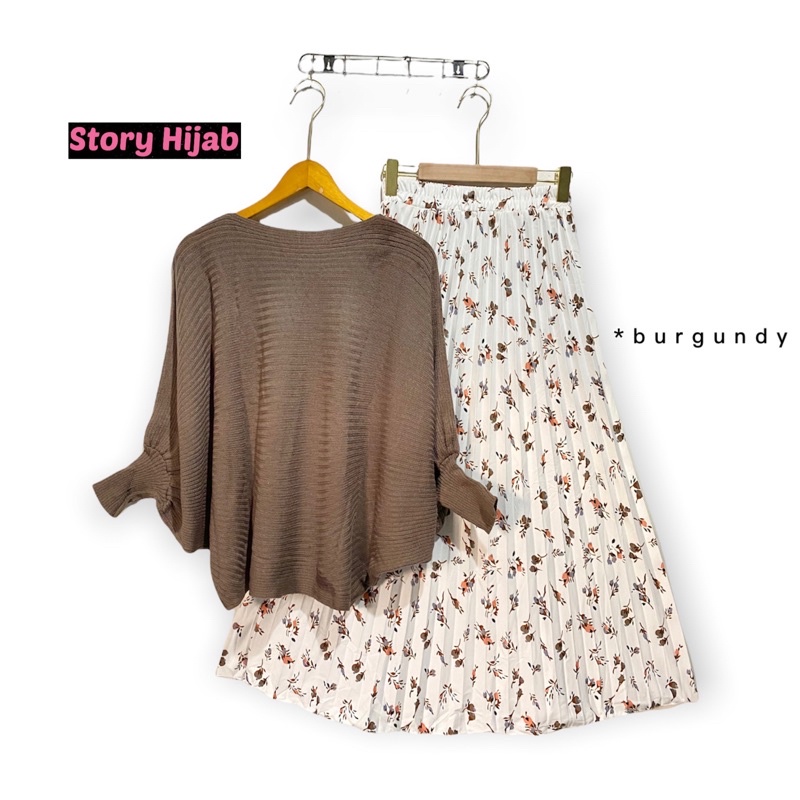 KENNY SET ( ATASAN + ROK ) by EMIRATE // BEST SELLER // BISA COD-Burgundy