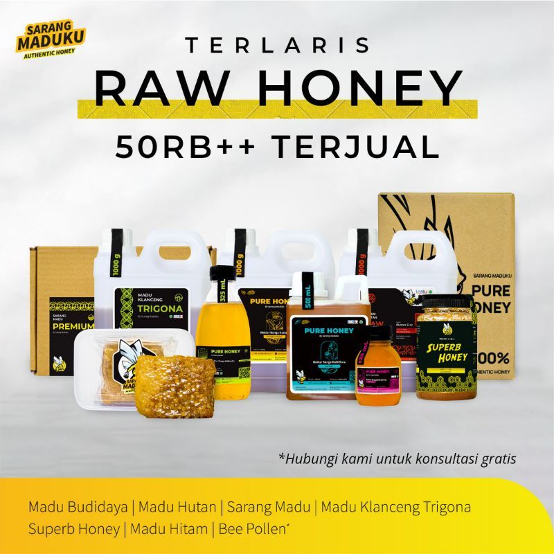 

Madu Murni Nektar Bunga Asli 100% Alami Raw Honey 1KG Sarang Maduku Pure Honey