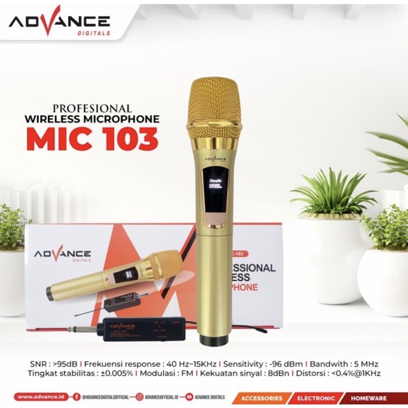 ADVANCE MIKROFON MIC 103 / MIC WIRELESS ADVANCE (TANPA KABEL) - ORIGINAL