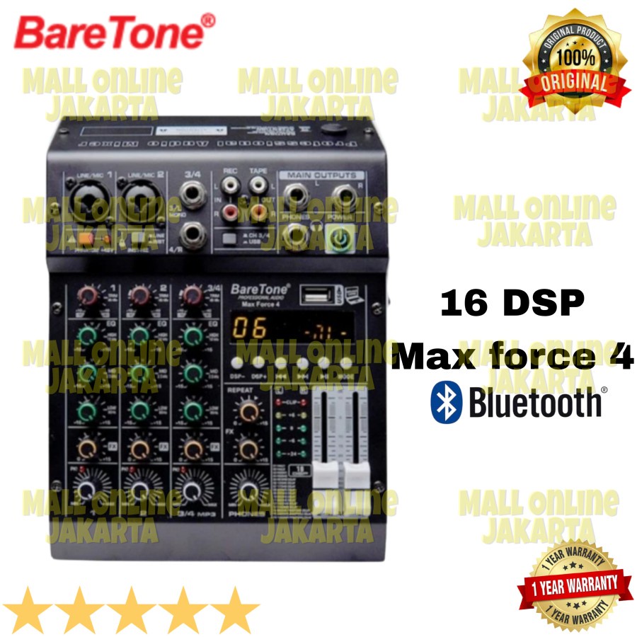 Mixer audio bluetooth Baretone Max force 4 original 4 channel