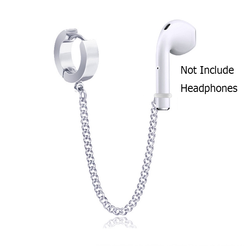 One Piece Baru Earphone Anti-Lost Airpods Anting-Anting Nirkabel Bluetooth Earphone Tanpa Tindik Telinga Klip Stainless Steel Tidak Memudar Anting-Anting Olahraga