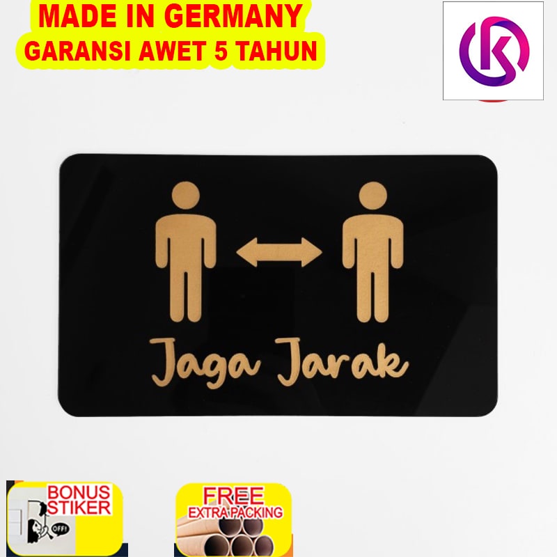 

Murah SIGN AKRILIK Pintu - JAGA JARAK GOLD - 20x12cm - Signage Cafe/Resto