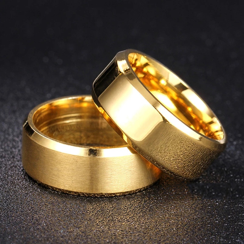 Stainless Steel Double Beveled Frosted Finger Ring / Brushed Polishing Ring / Anti-scratch Surface Jewelry Accessories