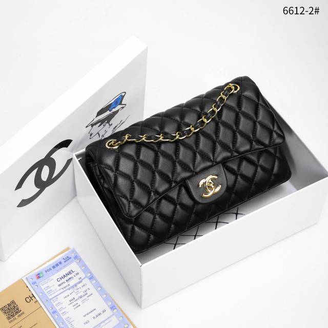 $$$$CHANEL CLASSIC FLAP GHW LAMBSKIN WITH BOX 6612-2*