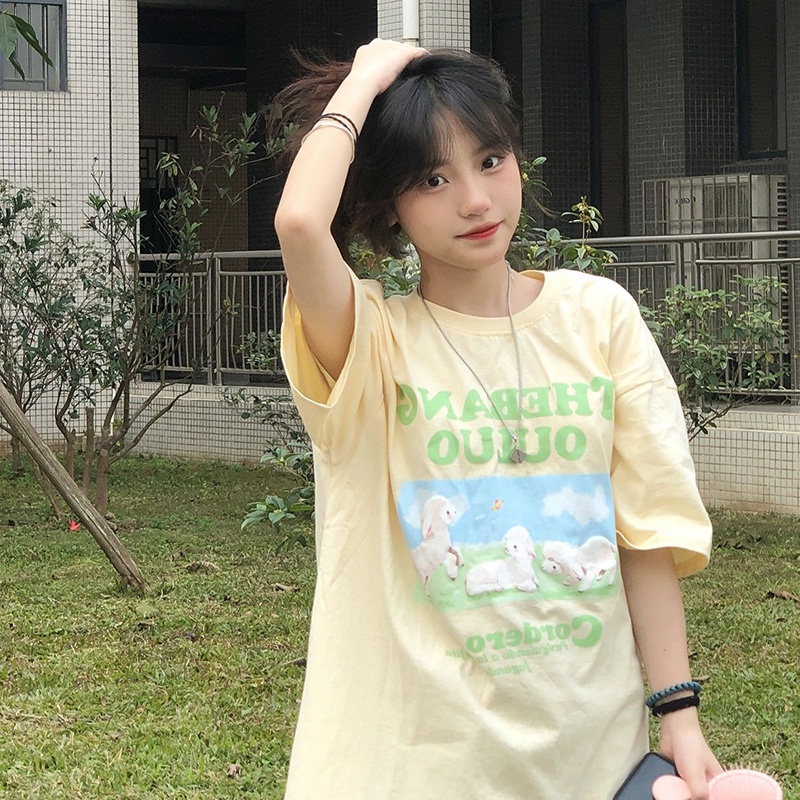 Kaos Atasan Lengan Pendek Wanita Berkualitas/Baju Cewe Oversize T-shirt Imut(realpict)