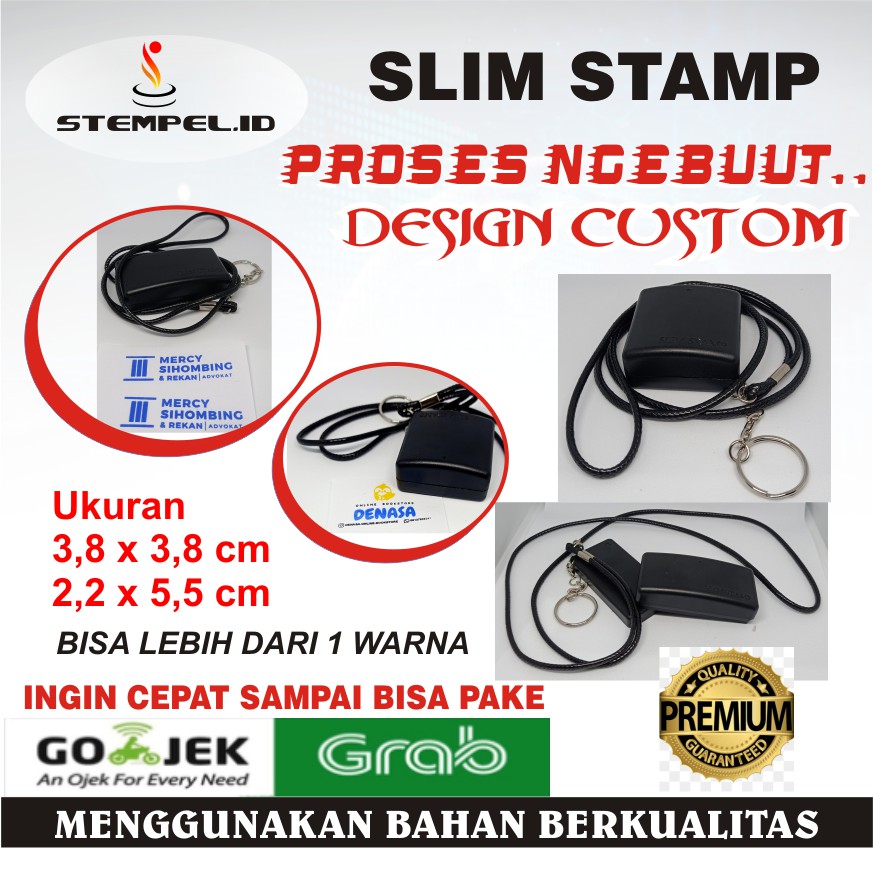 

Stempel Custom Slim Stamp Gantungan Kunci Kalung I Stempel perusahaan Nama Telpon Dokter Pegawai