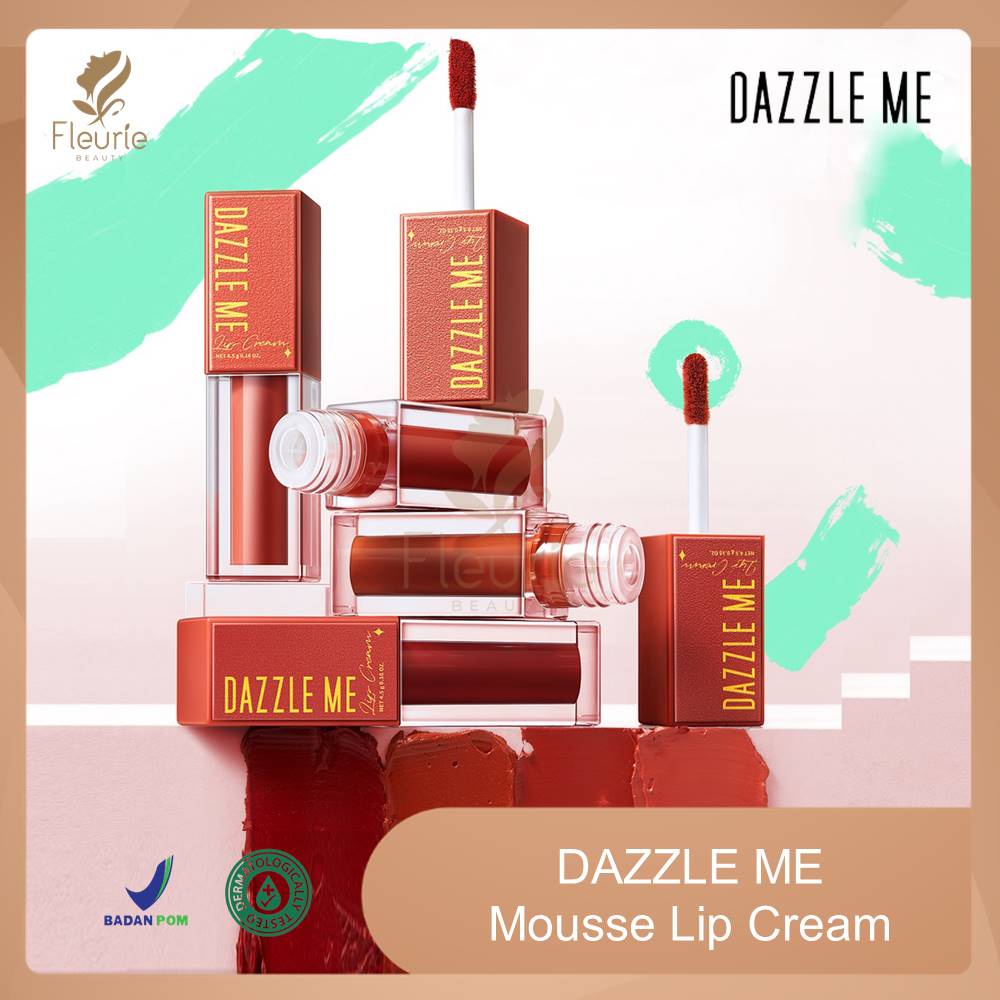 DAZZLE ME Mousse Lip Cream - Longlasting 12Jam Moisturizing - DAZZLE ME Lip Cream Original BPOM