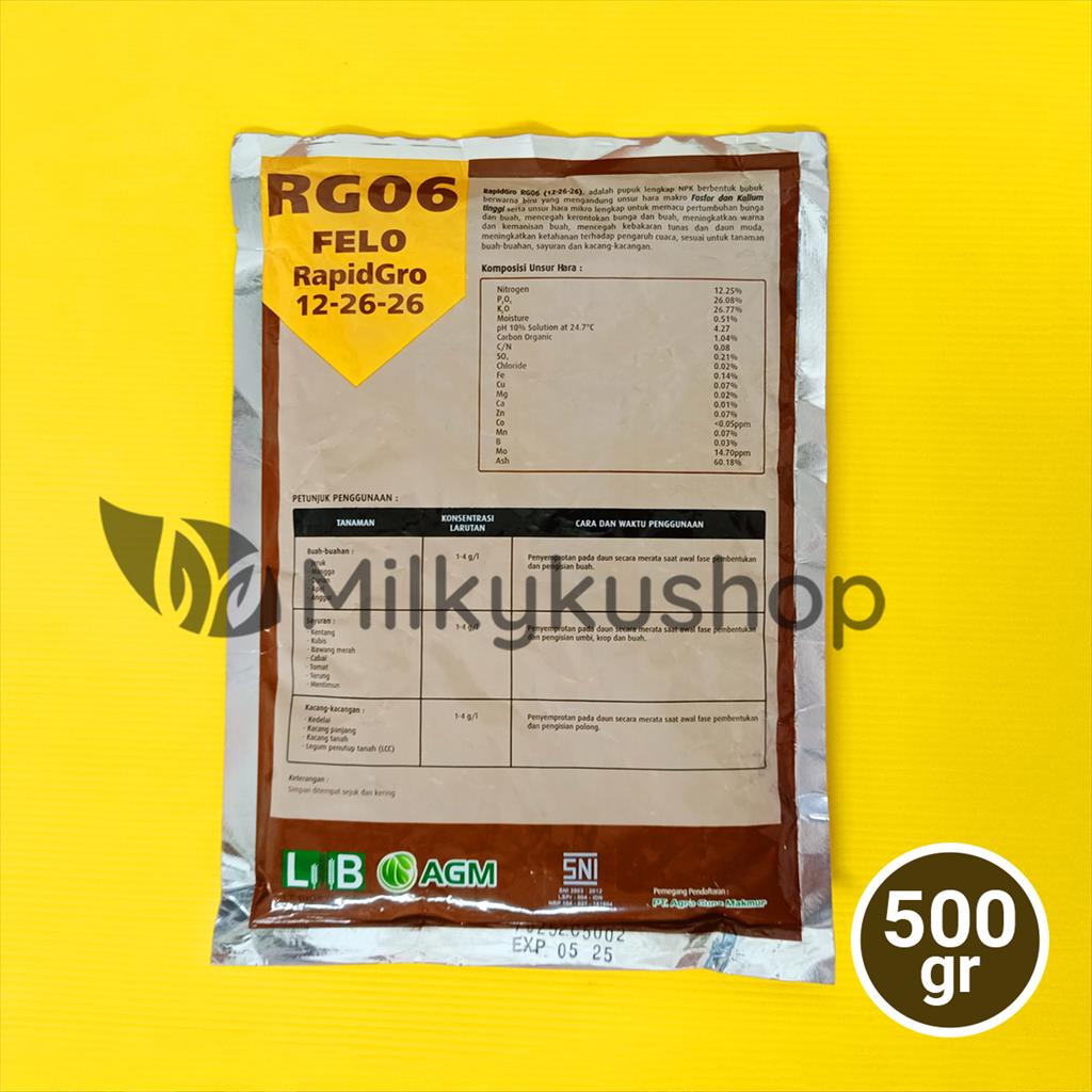 PUPUK FELO RG06 500 GRAM NPK  12 26 26 KEMASAN PABRIK