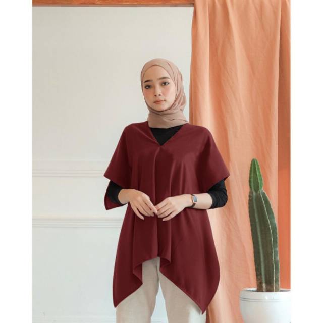 Blouse Armira top jumbo 4 warna , blouse army , grey  , maroon , mustard