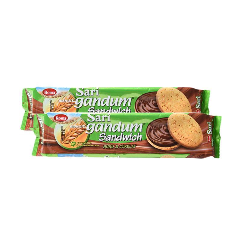 

Roma Sari Gandum Coklat Susu Sandwich Biskuit Kemasan Berat 115 Gram Rahmat Grosir Store