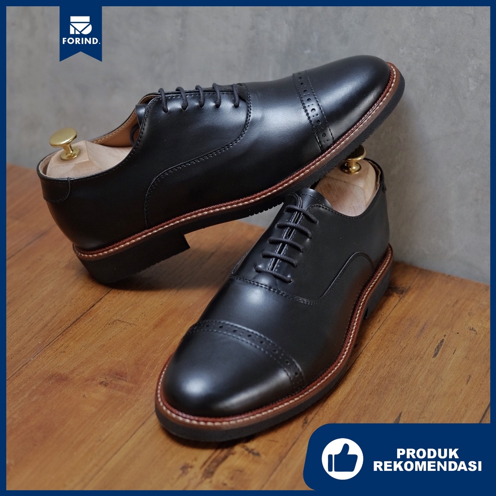 Phier Black | Sepatu Pantofel Hitam Pria Ori Kerja Cowok Kantor Pantofel Original Oxford | Oxwalker FORIND