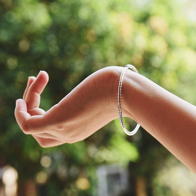 925 murni Perak gelang untuk pria Vintage Sutra Hati Tabung Bulat Gelang Mode perhiasan