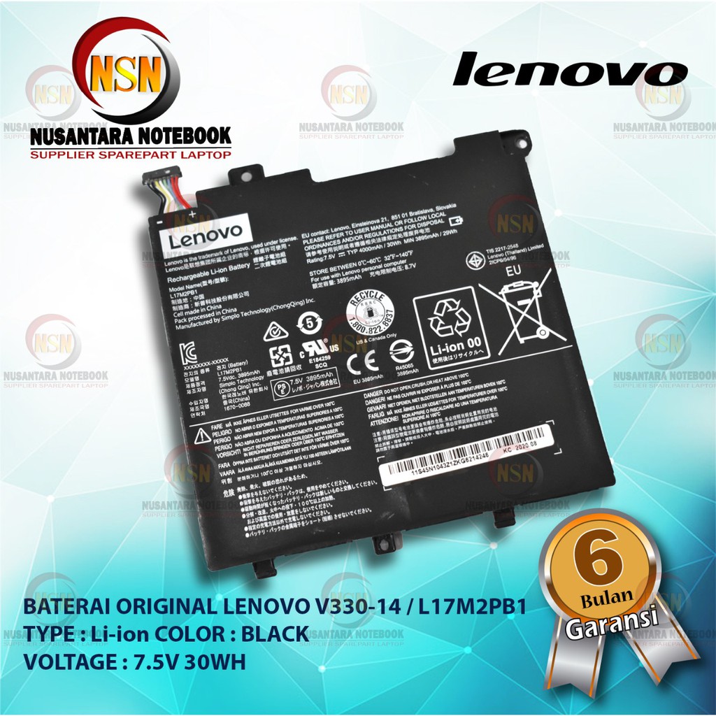 Baterai Original Laptop LENOVO V330 V130 V330-14 Series L17M2PB1