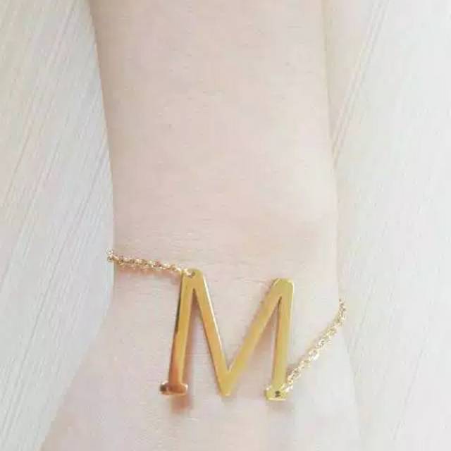 Gelang Wanita Titanium Huruf Asli Impor Anti Karat Tidak Mudah Luntur