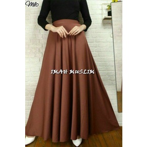 TERLARIS !!! ROK PANJANG JUMBO SPANDEK JERSEY WANITA TERMURAH / ROK PANJANG MAX BB 80 KG BAHAN PREMIUM BISA COD & SAMEDAY-COKLAT TUA
