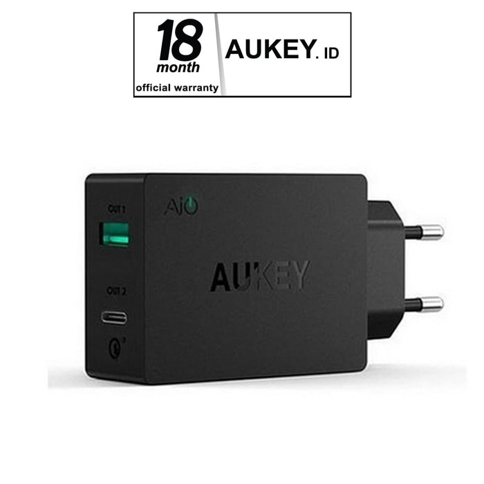 Aukey PA-Y2 33W USB Type C Wall Charger with Quick Charge 3.0 - Hitam