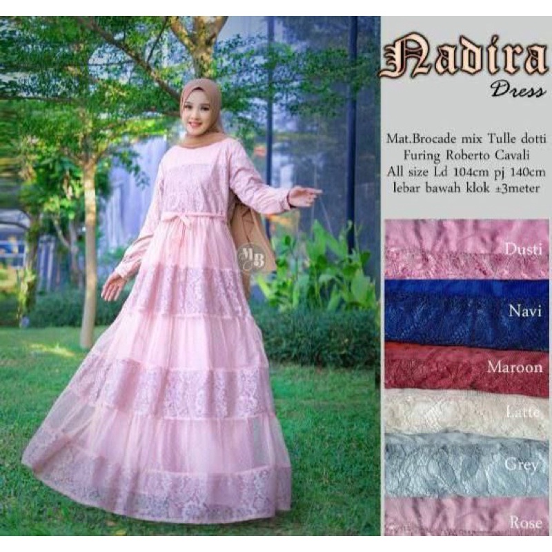 NADHIRA DRESS STANDAR-JUMBO/ GAMIS BRUKAT TILLE DOTTY / DRESS NADHIRA/ DRESS PESTA MURAH BERKUALITAS