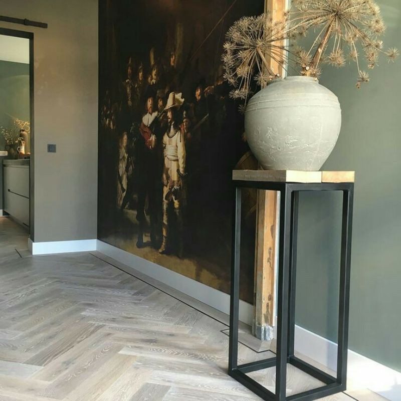 Rak pot bunga besi holo alas kayu - Rak tanaman pot besi alas kayu