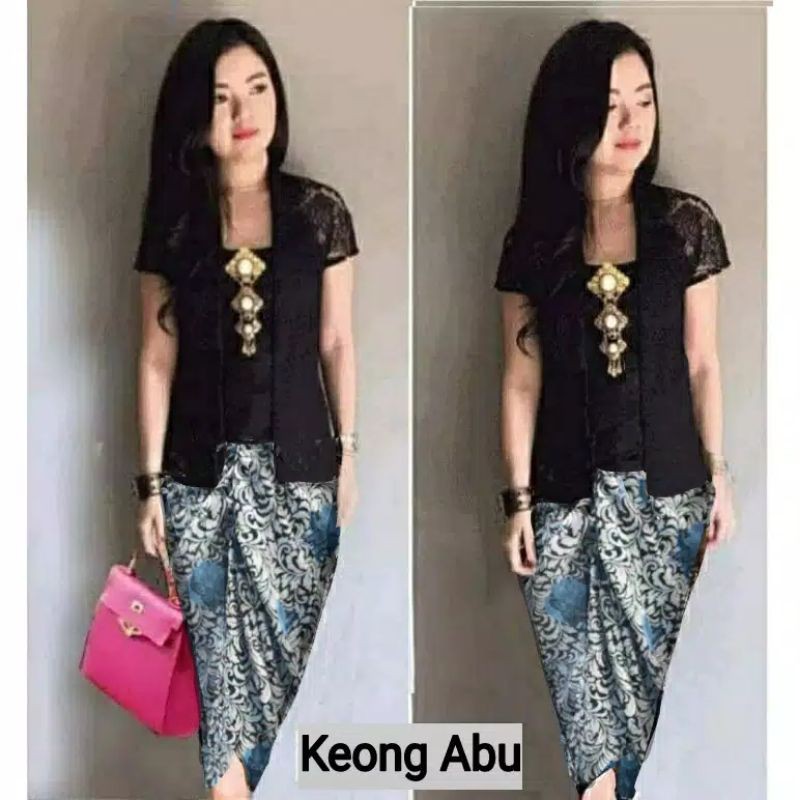 Kebaya Set Amanda Hitam Brokat + Rok Batik