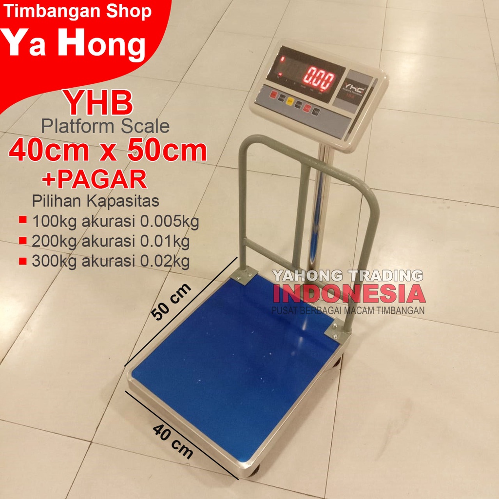 Timbangan Barang Digital 100kg 200kg 300kg / Bench Scale YHB 40cm x 50cm + PAGAR