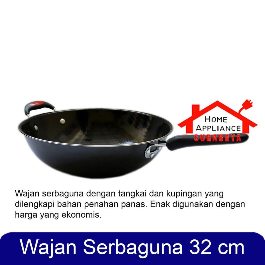 Panci Wajan Goreng - Wok Pan Penggorengan Gagang Panjang Enamel 32 CM GSF 1032 P / 1032P