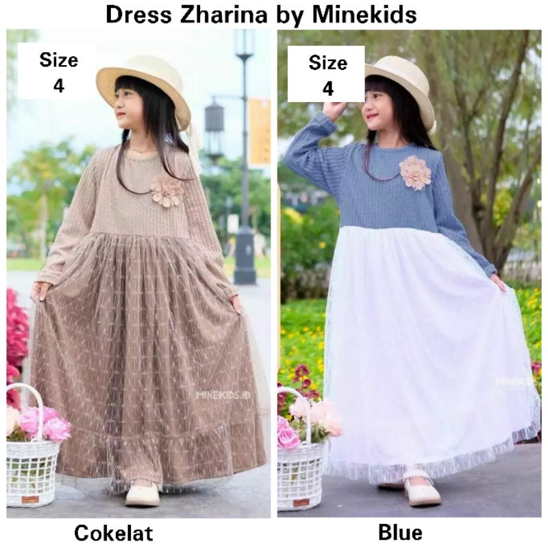 Dress Zharina Kids -Hanya Dress- Gamis Pesta Anak Syari Cantik by Minekids