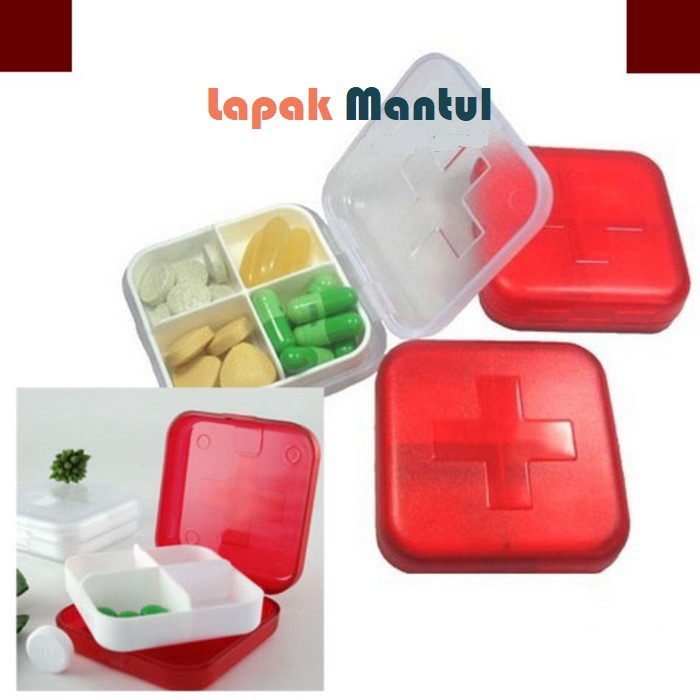 LM-0122 Kotak Obat 4 Sekat - Kotak Penyimpanan Obat - Kotak Tempat Vitamin Serbaguna