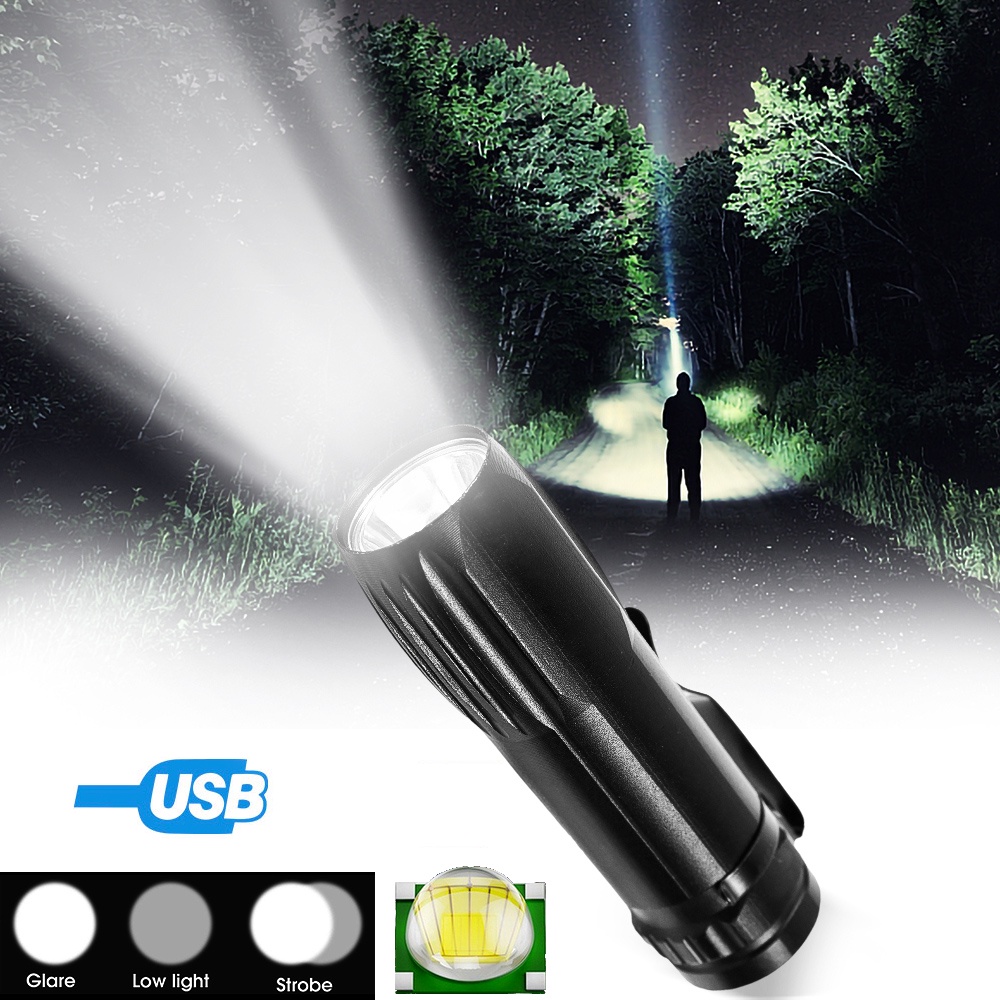 Senter LED Mini Portable Multifungsi Bentuk Pulpen Bahan Aluminum Alloy Dengan Port Charger USB