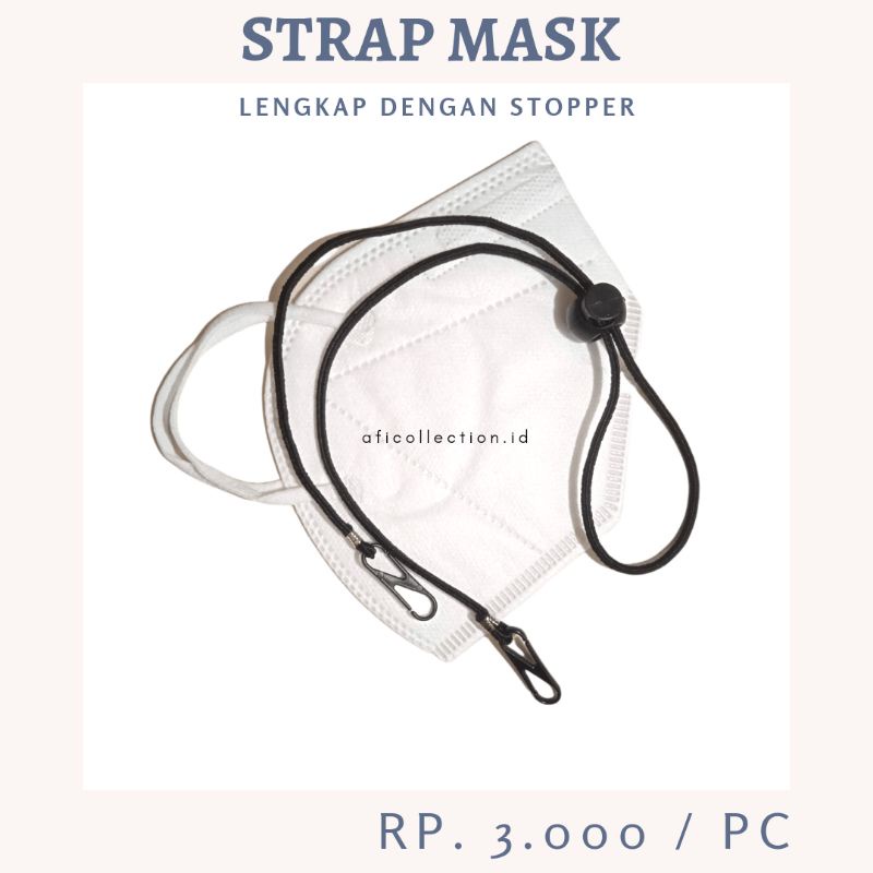 STRAP MASK - TALI MASKER - MASK STRAP Lengkap Dengan Stopper Murah Warna Hitam Polos dan Motif - Tal