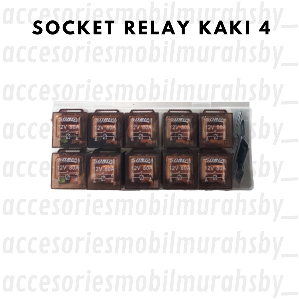 RELAY KLAKSON 4 KAKI 80A 12 VOLT DAN 24VOLT TRANSPARAN BENING UNTUK KLAKSON LAMPU DLL Harga 1 Pcs