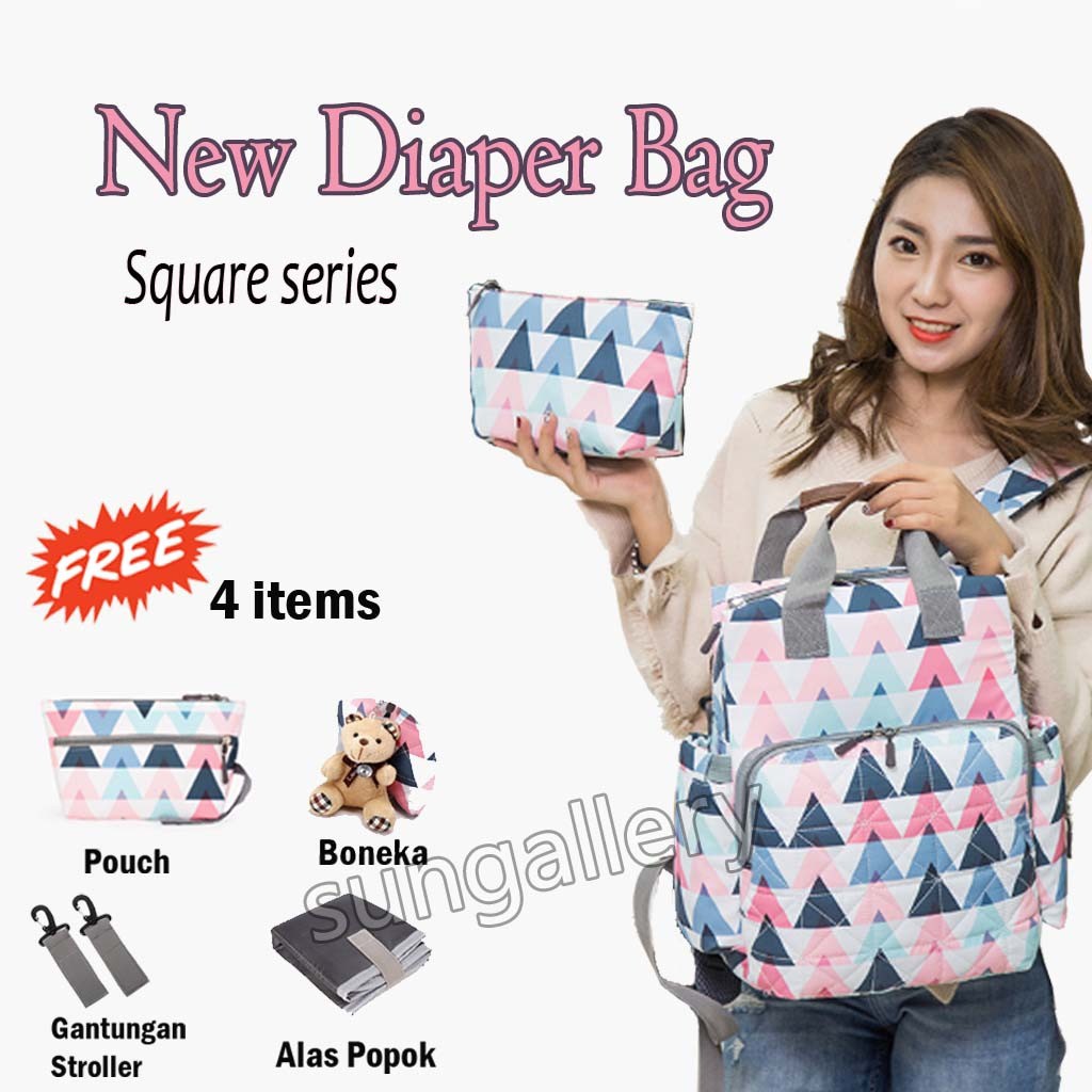 NEW DIAPER BAG SQUARE KEKINIAN TAS DIAPER PERLENGKAPAN